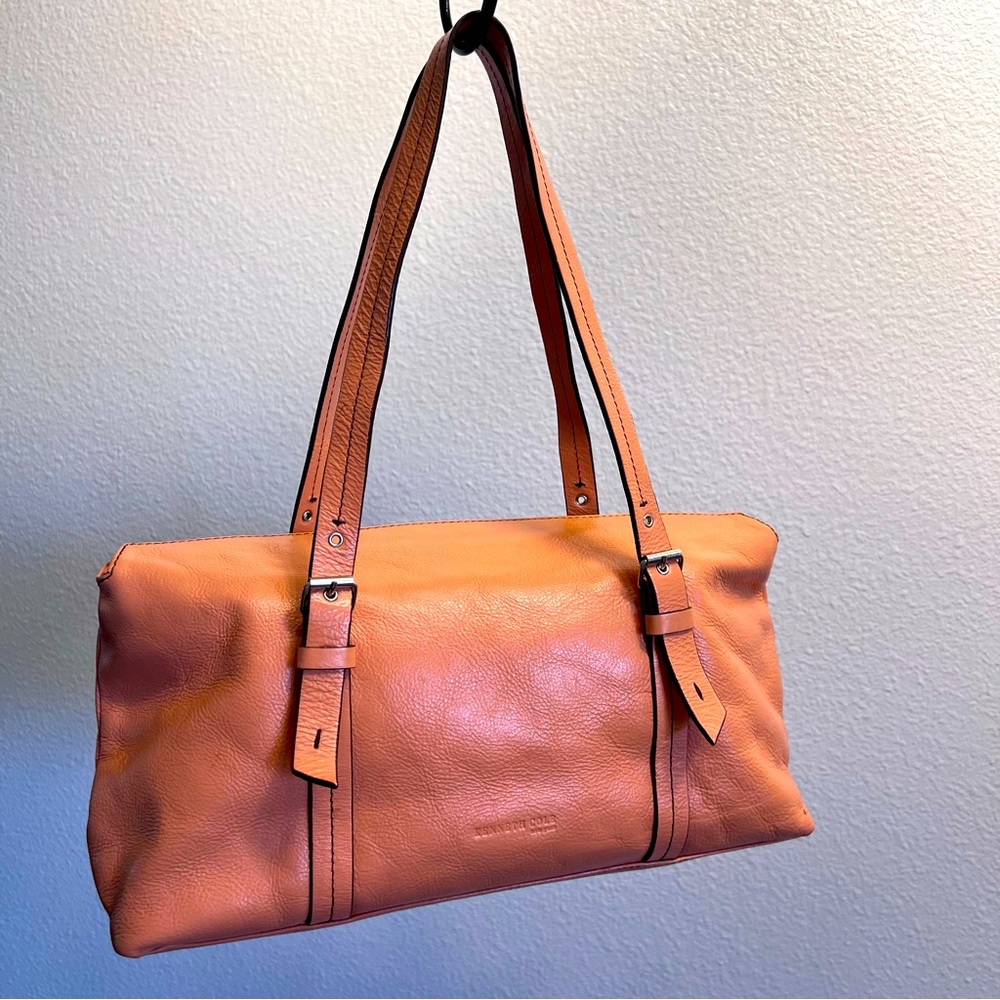 Kenneth Cole Peach Leather Double Strap Satchel duffle bag